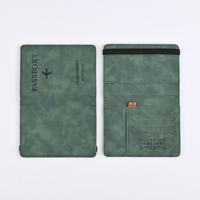 Funda protectora para pasaporte con correa de cuero de PU, funda protectora para pasaporte RFID para viajes al exterior, billetera, tarjetero, porta billetes de charter
