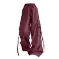thumbnail image 4 of Outfmvch Pants for Women Parachute Pants Travel Pants Women Cargo Shorts Women High Waisted Cargo Pants Womens Athletic Pants Red 4XL, 4 of 4