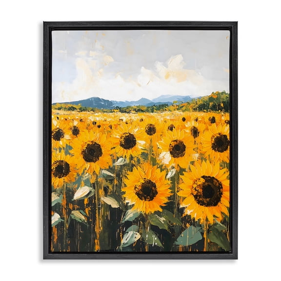 Stupell Industries Farmhouse Endless Sunflowers Meadow Black Floating Frame Canvas Art, 17 x 21, by Creative Studio