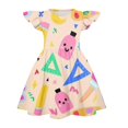thumbnail image 3 of Grblisyd Dresses for Girls Back to School Pencil School Bus Print Dress Summer Flutter Sleeve A Line Dresses Outfits 7-8T, 3 of 4