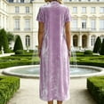 thumbnail image 4 of Velvet Zipper Pullover Dress for Women Solid Color Casual Fitted Regular Length, 4 of 8