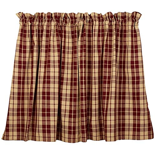 Primitive Farmhouse Star Lined Country Curtain Tiers Black Tan Burgundy Walmart Com Walmart Com