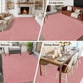 thumbnail image 5 of Area Rug for Living Room, Vintage Peach Pink Non-Slip Indoor Large Carpet for Bedroom/Dining Room, Farmhouse Retro Solid Color Linen Texture Washable Low-Profile Floor Runner Rugs - 5 x 7 Ft, 5 of 7