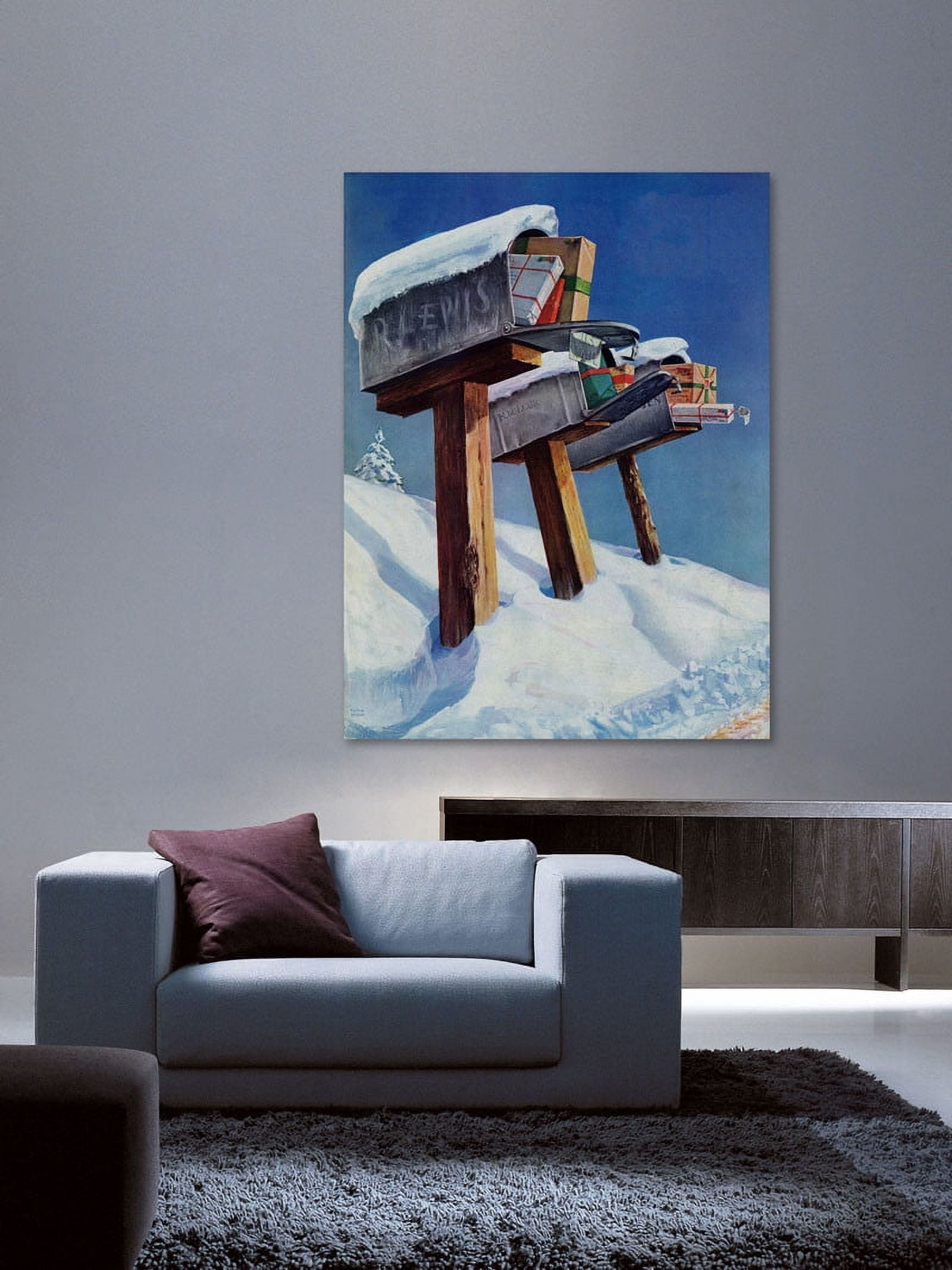 Marmont Hill "Mailboxes in Snow" by Miriam Tana Hoban Painting Print on Canvas