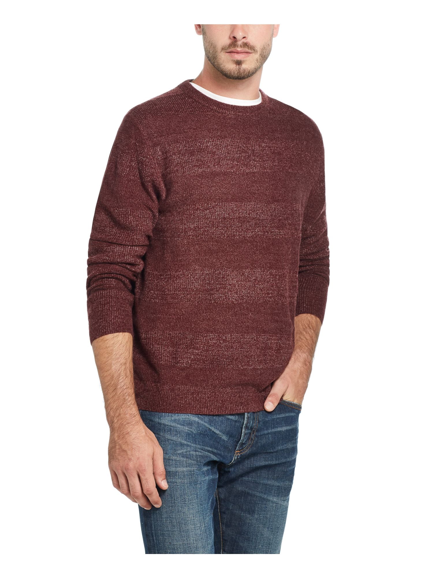men's burgundy crew neck sweater