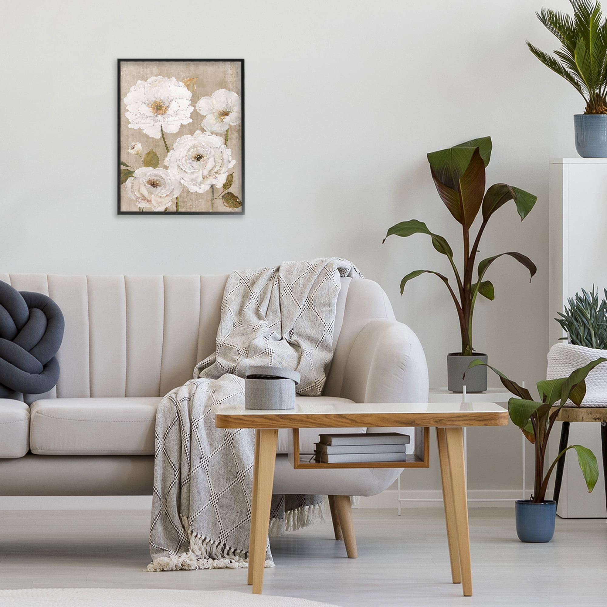Stupell Industries Rustic Blooms in White Black Framed Giclee Art, design by Carol Robinson