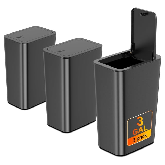 Juego de cubos de basura N. NETDOT, paquete de 3 unidades, 11,36 L con tapa, para baño y cocina