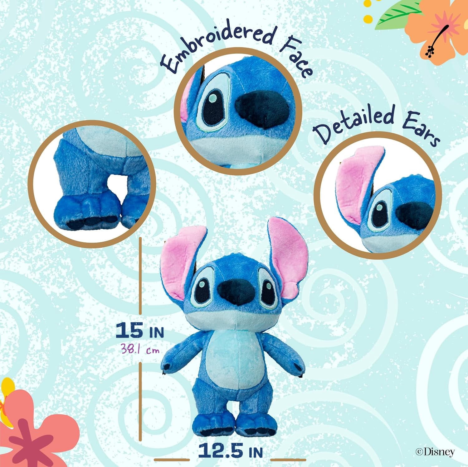 Kids Preferred Disney Stitch and Angel 2-Pack bundle, 15 Inch each Stuffed Animals and Plush Toys, Blue and Pink
