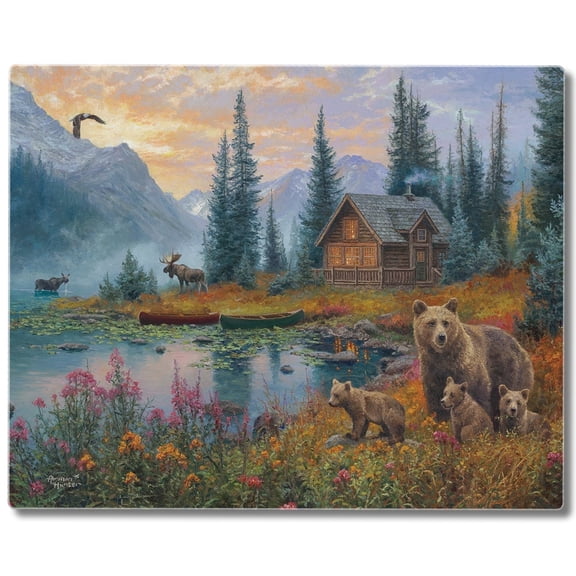 CounterArt Wilderness Retreat Tempered Glass Cutting Board 15" by 12"
