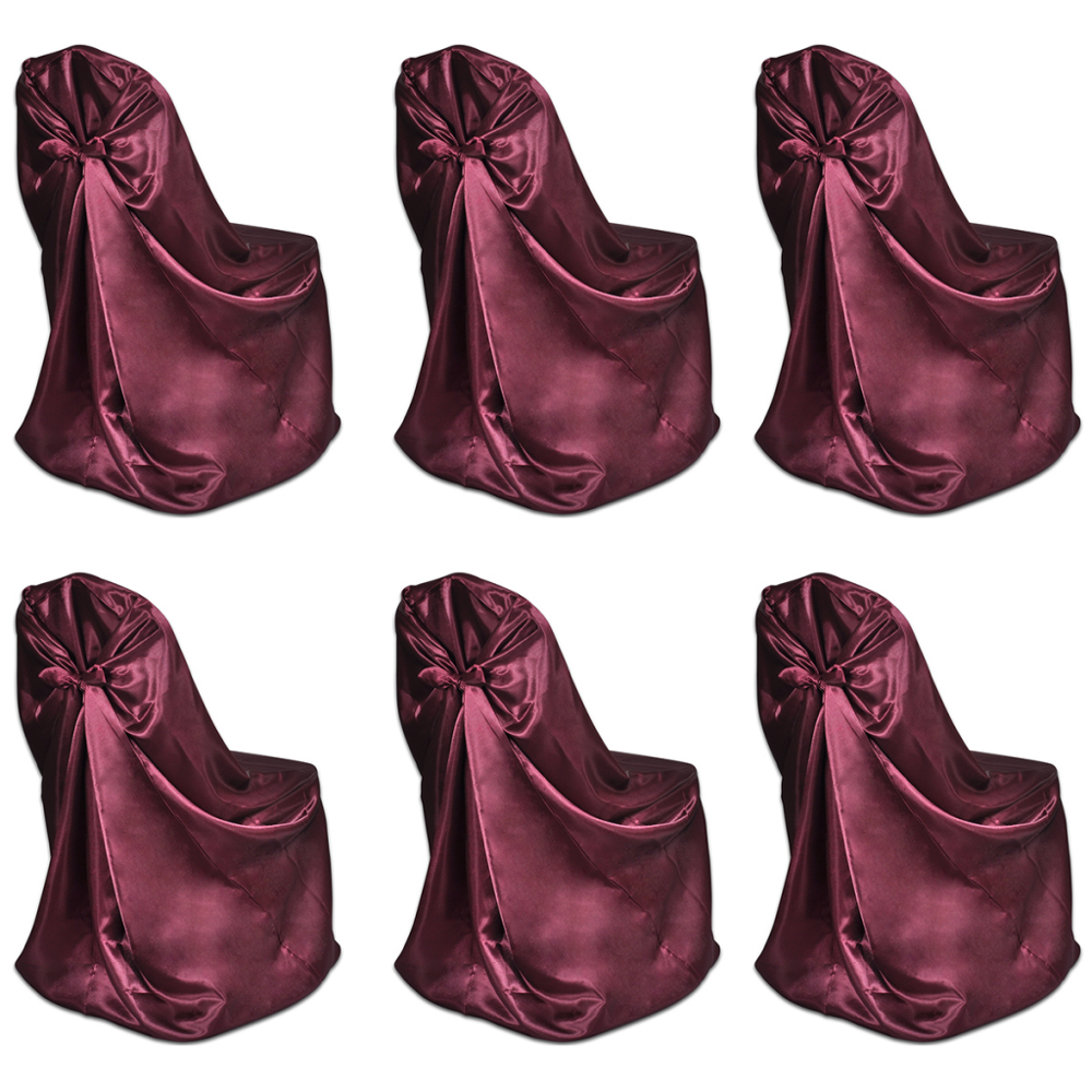 Anself 6 pcs Burgundy Chair Cover for Wedding Banquet