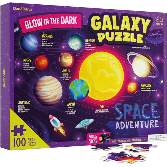 Dan&Darci Glow in The Dark Galaxy Jigsaw Puzzles, 100 Pieces