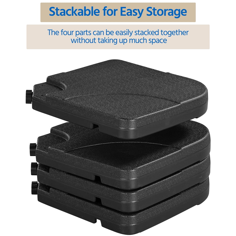 Alden Design 4-Piece Heavy Duty Fillable Patio Umbrella Base Stand, Black