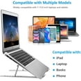 thumbnail image 6 of Laptop Stand for Desk, Ergonomic Design Adjustable Aluminum Foldable Portable Computer Stand, Compatible with MacBook Air Pro, HP, Lenovo, Dell, More 10-15.6”Inch and Tablets (Silver), 6 of 7