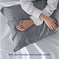 thumbnail image 4 of Fundas de almohada Bedsure King Size, rayón, bambú, plata y gris, 4 of 7