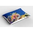 thumbnail image 2 of Ambesonne Underwater Pillow Sham 2 Pack, Tropical Corals Fish, 26"x20", Blue Yellow, 2 of 3