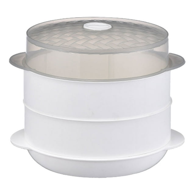 Weiweiguan 1 Set Food Steamer Double-layer Kitchen Microwave Oven Steamer Food Cookware