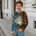 thumbnail image 4 of Psesaysky Toddler Boys Long Sleeve Shirts 2 Pack Fantasy Wolf Graphic Casual Comfotable Crewneck Tops, Trendy Fall Winter Layering Tees, 9-10 Years, 4 of 6