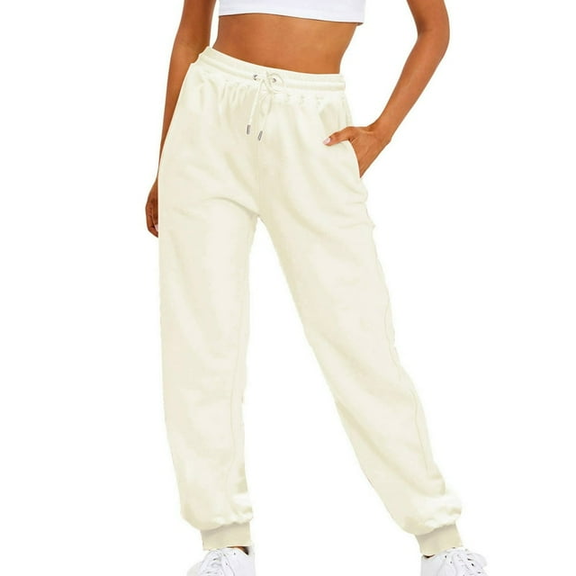 JUNWELL Long Plus Size Pants For Women Casual Trousers High Waist Drawstring With Multi-Pockets Long Pants on Clearance