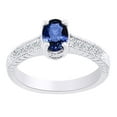 thumbnail image 2 of AFFY (1.23ct) Simulated Blue Sapphire & White Diamond Vintage Style Engagement Ring In 14k Solid Gold With Ring Size 6, 2 of 2