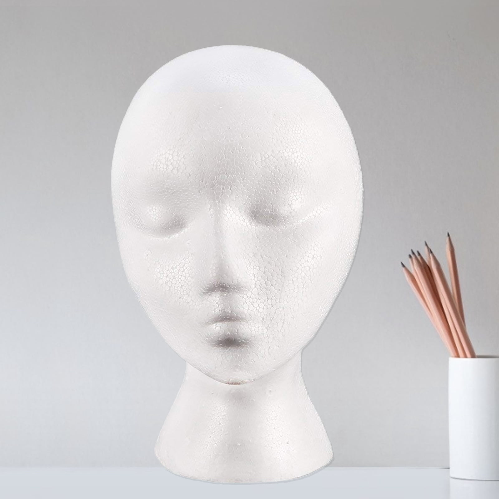 Grandest Birch Foam Mannequin Head,Reusable Head Model Mannequin Head Wig Holder Cap Display Stand for Salon Home-White