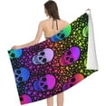 thumbnail image 3 of Neon Skull Star Large Beach Towel - Plush Thick Cotton Pool Towel, Adult Beach Towels, 3 of 16