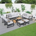 thumbnail image 4 of Direct Wicker 7-Piece Outdoor Aluminum Furniture Set Patio Sectional Sofa Conversation Set, Black, 4 of 10