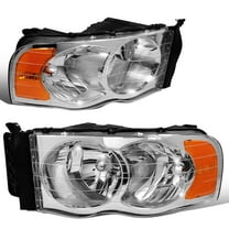DNA Motoring For 02-05 Dodge Ram 1500 2500 3500 Chrome Amber Euro Crystal Headlight Pair