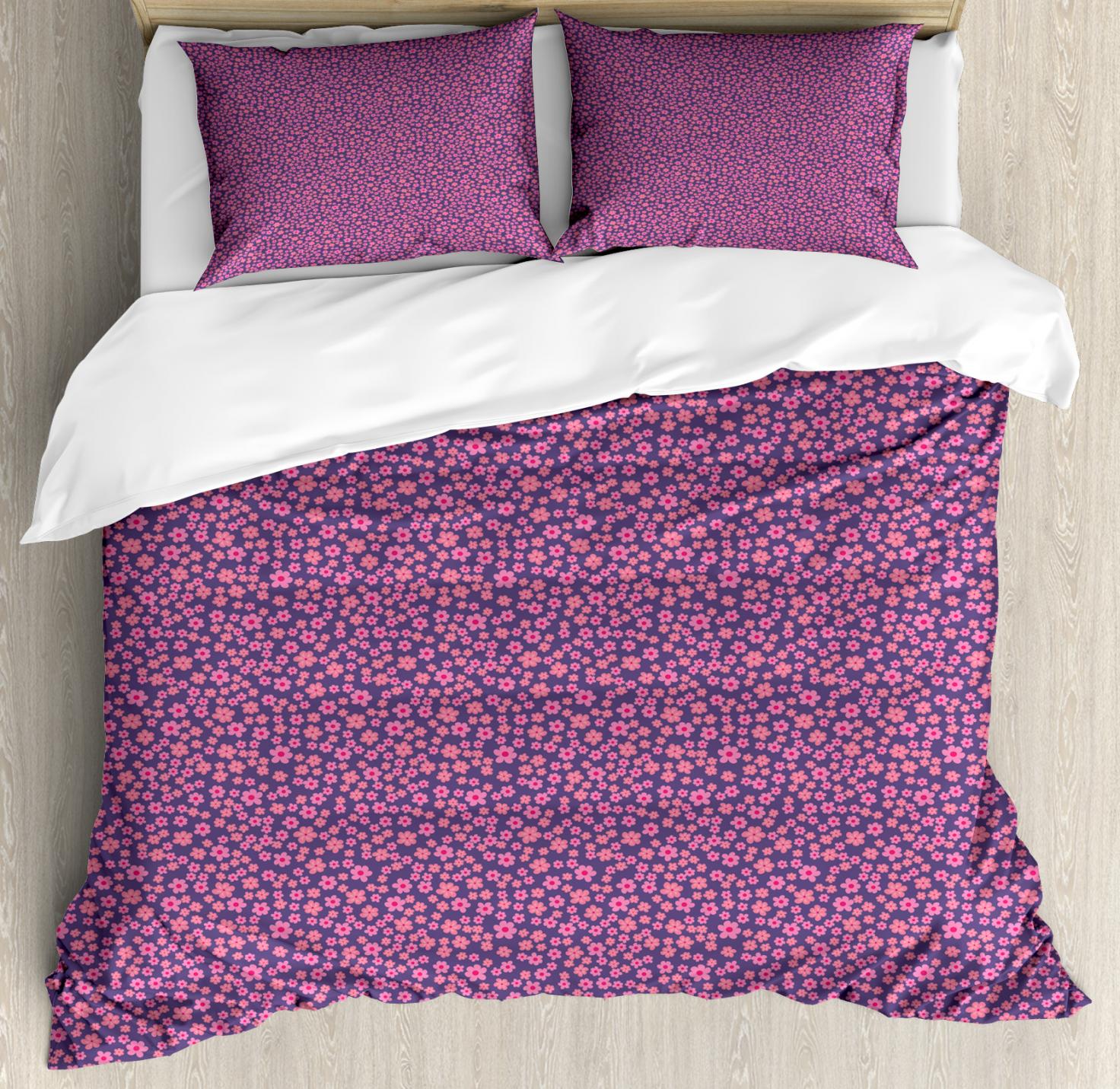 Floral Duvet Cover Set King Size Feminine Composition With