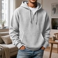 thumbnail image 2 of IWRICH Men's Hoodies Pullover Quarter Zip Casual Long Sleeve Drawstring Waffle Knit Hooded Sweatshirt with Pocket Light Gray S, 2 of 4