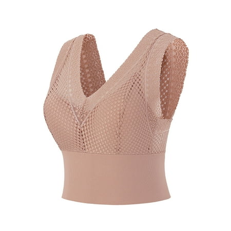 Blphud Woemn Bras Plus Size Solid Color Control Bra Trendy Lingerie for Women Sports Bras for Women Bras Women Lace Solid Color with Chest Pad Vest Unbreasted Lingerie Bra Pink One Size