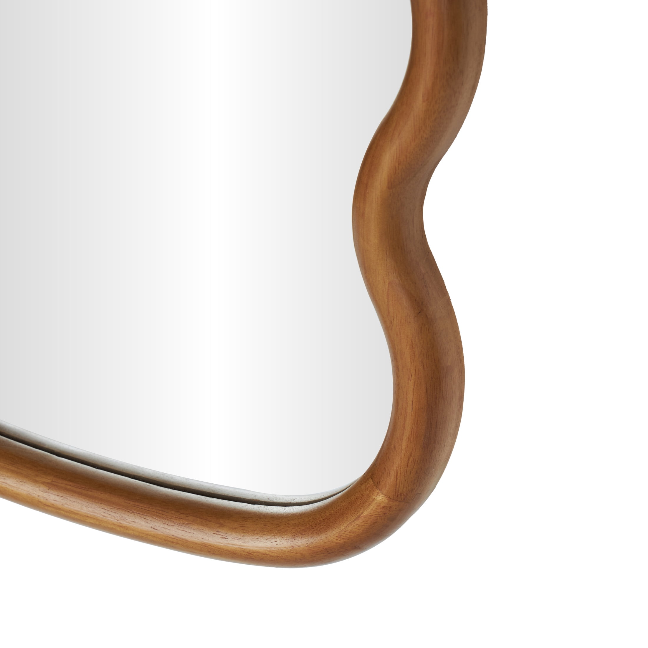 DecMode 16" x 47" Brown Handmade Wavy Abstract Wall Mirror