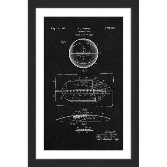 "Basketball 1925 Black Paper" Framed Painting Print