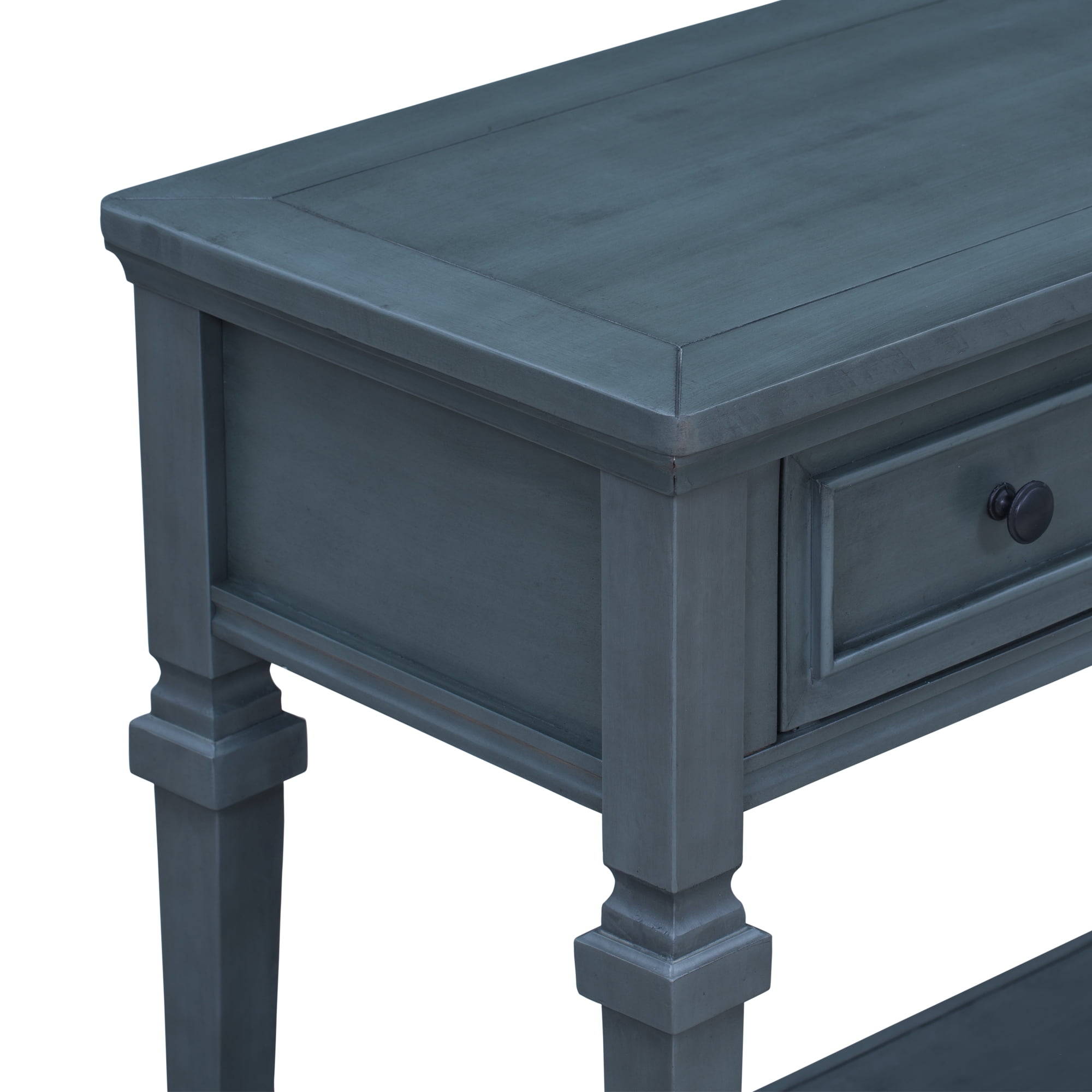 Noble House Classic Retro Style Console Table with Three Top Drawers and Open Style Bottom Shelf for Entryway, Hallway and Living Room, Navy