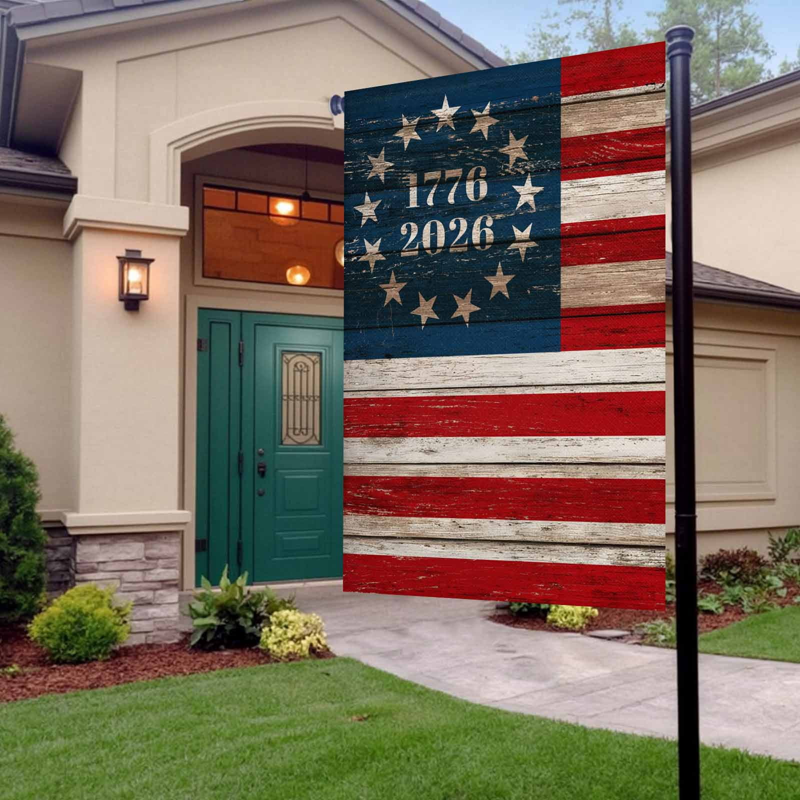 4th of July Garden Flags Patriotic Stars 250th Anniversary Garden Flag Double Sided Welcome Flag American Flag Independence Day Yard Flags for Outdoor Lawn Porch Memorial Day Decor 28x40 Inch