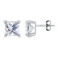 thumbnail image 3 of 3 Carat Princess Cut Moissanite Stud Earrings for Women, Lab Created Diamond Solitaire Moissanite Wedding Earrings In 18K White Gold Over Sterling Silver Moissanite Stud Earring for Women Mom Wife, 3 of 5