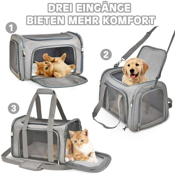 Transportín Plegable Para Mascotas Bolsa De Viaje Para Gatos Y Perros  Pequeños, Hasta 15 Lbs, Azul