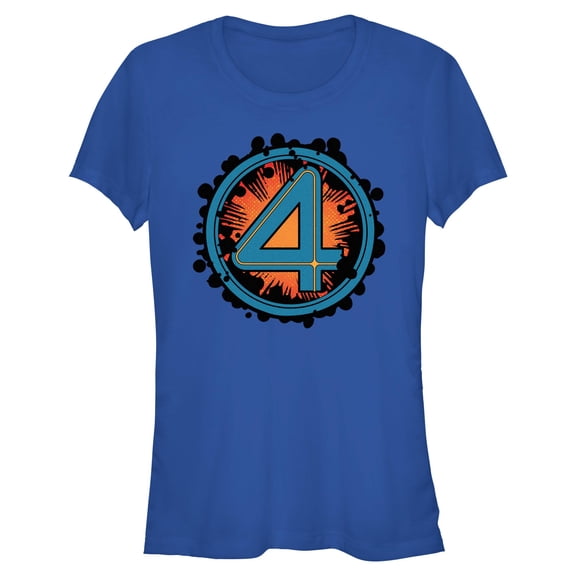 Juniors The Fantastic Four: First Steps Halftone Number Logo T Shirt