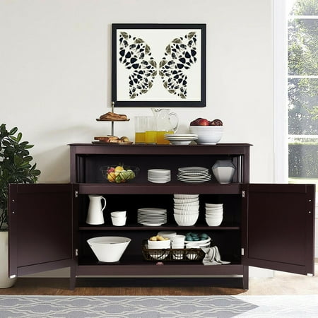 buffet server cabinet storage kitchen table sideboard dining wood tv goplus stand modern zoom brown