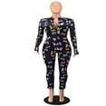 thumbnail image 4 of Women Long Sleeve Front Zipper Bodycon Jumpsuit Rompers Overall, 4 of 6