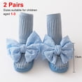 thumbnail image 2 of Laklulu Calcetines deportivos para bebé con lindo lazo Calcetines de piso antideslizantes para niños pequeños de 2 piezas adecuados para recién nacidos/bebés/niños pequeños, 2 of 5