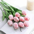 thumbnail image 3 of Enova Home  Artificial Real Touch Tulips Fake Silk Flowers Arrangement in Glass Vase with Faux Water for Home Wedding Decoration Pink, 3 of 4