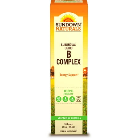 Sundown Naturals B Complex with B-12 Sublingual Liquid Vitamin Supplement,...