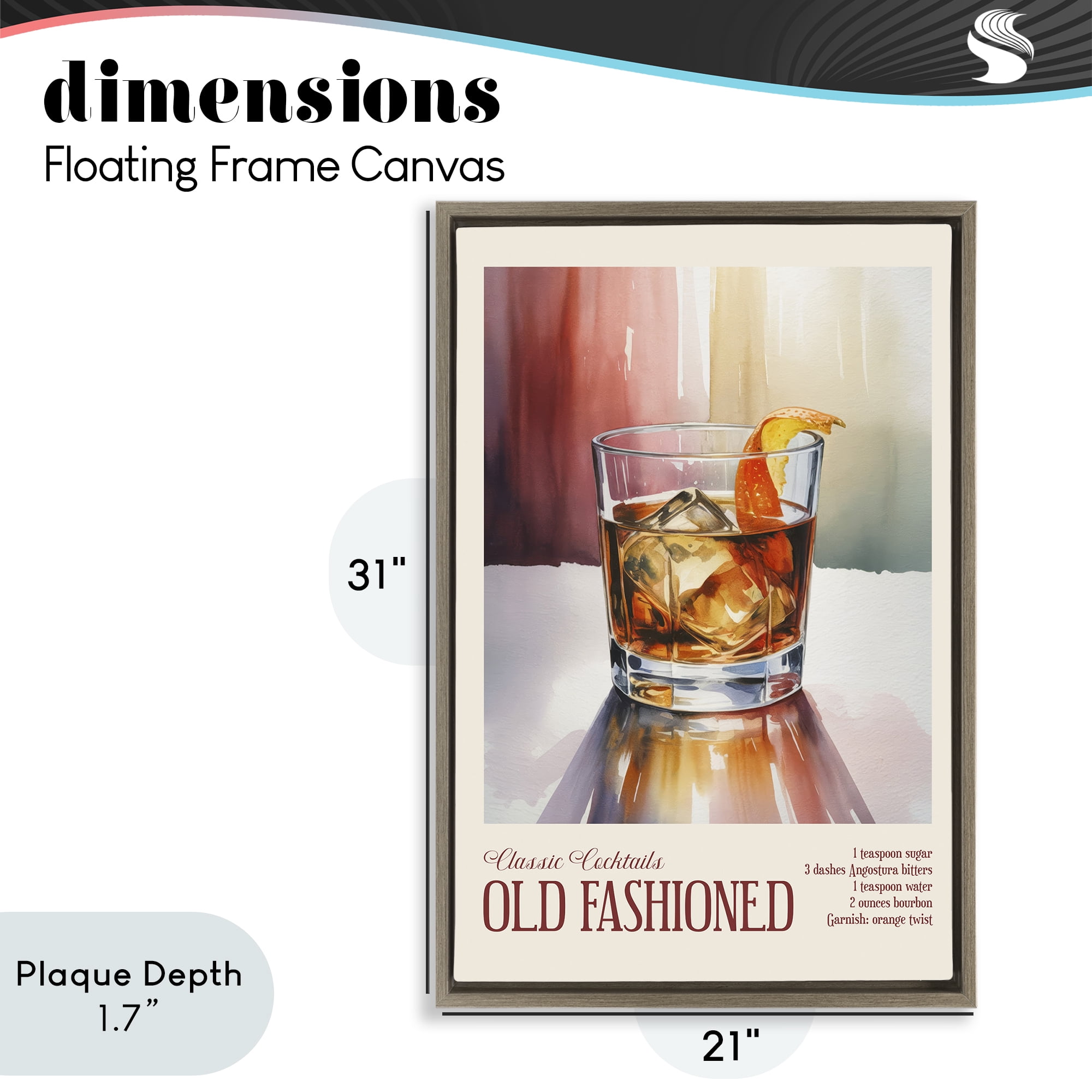 Stupell Industries Old Fashioned on Surface Brown Framed Floater Canvas Wall Art, design by Andreas Magnusson