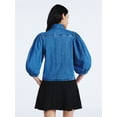 thumbnail image 3 of Scoop Women’s Denim Shirt with 3/4 Length Puff Sleeves, Sizes XS-XXL, 3 of 5