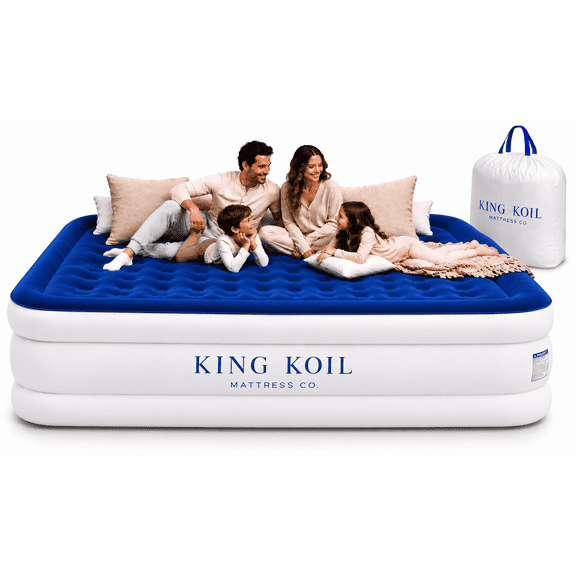 Open Box King Koil 16" California King Air Mattress with Built-in High-Speed Pump - CNN Underscored Top Pick, Sleeps Like a Real Bed, Fast Inflation, 650 lb Capacity for Guests, Camping, Home, 1-Year Warranty