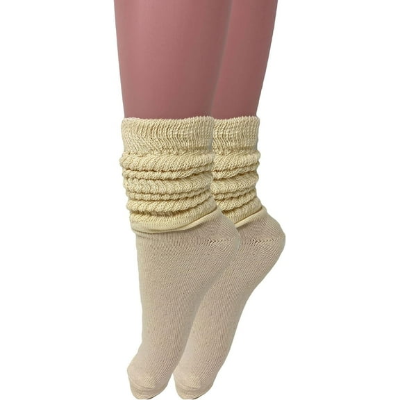 Cotton Lightweight Slouch Socks for Women Ecru 1 Pair Size 9-11