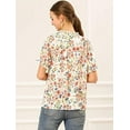 thumbnail image 5 of Allegra K Blouse Women's Size XL Floral Ruffled Short Sleeve Mock Neck, 5 of 5