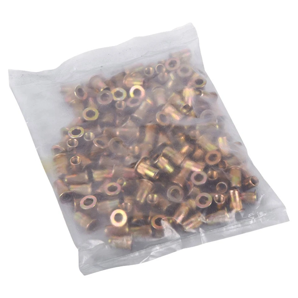 CIRCLE- 150Pcs Flat Head M5 Rivet Nut Rivnut Nutsert Metric Zinc Plated Carbon Steel