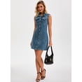 thumbnail image 7 of DARING DIVA Women's Sleeveless Collared Button Down Short Jean Dress 2XL Grey Blue, 7 of 7