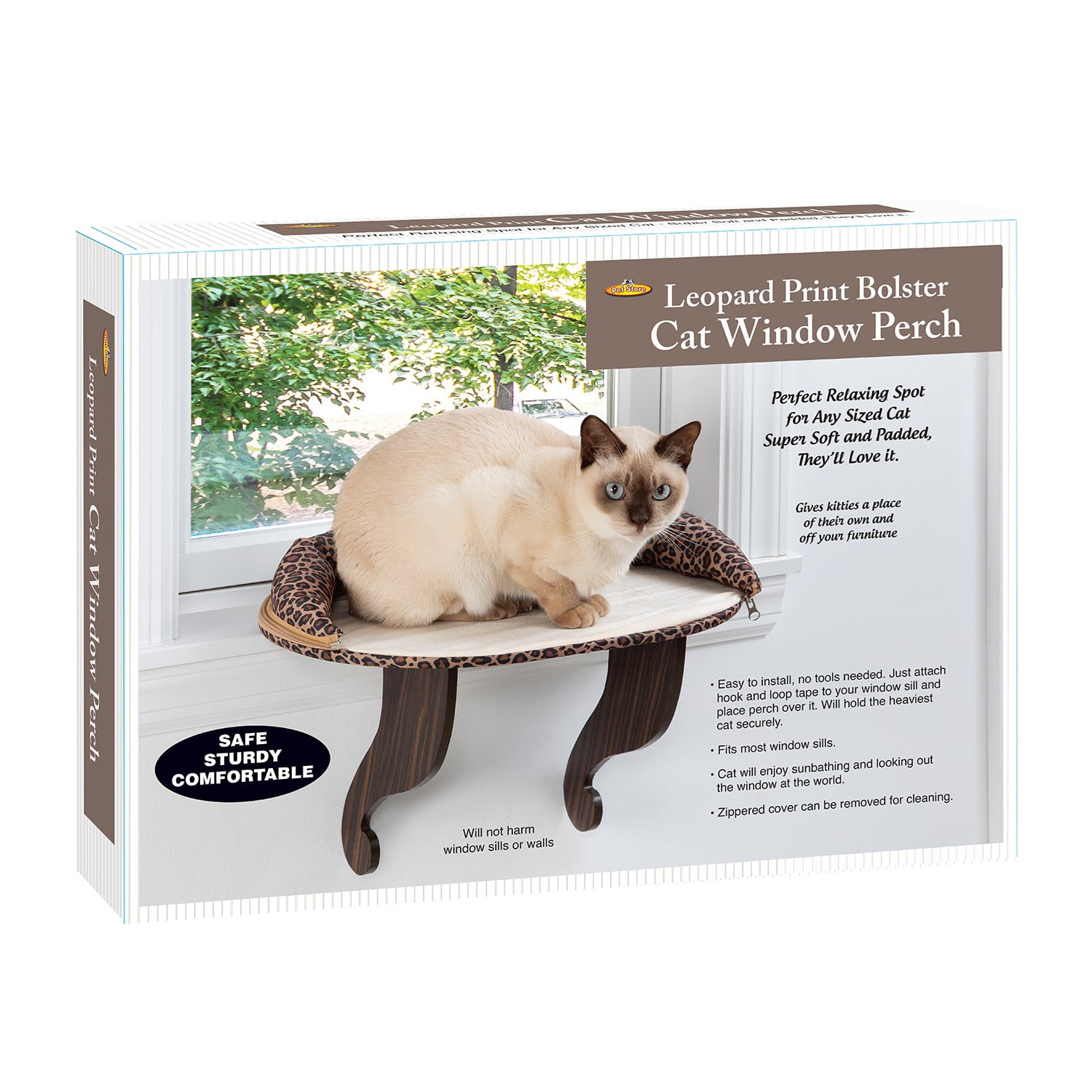 212 Main 5324 Leopard Print Bolster Cat Window Perch